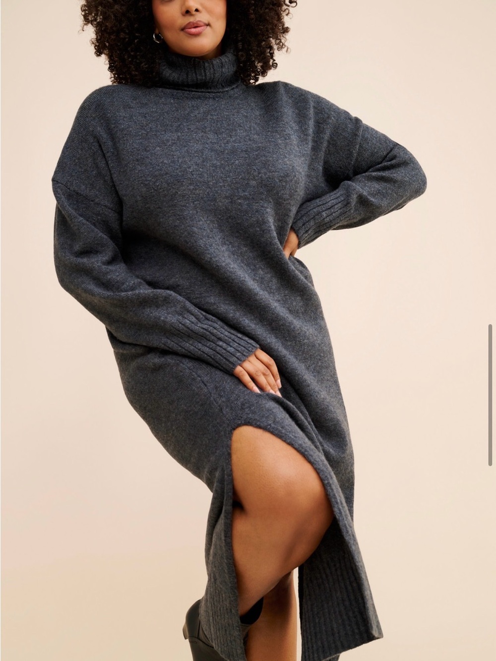 Karigan Midi Sweater Dress in Charcoal